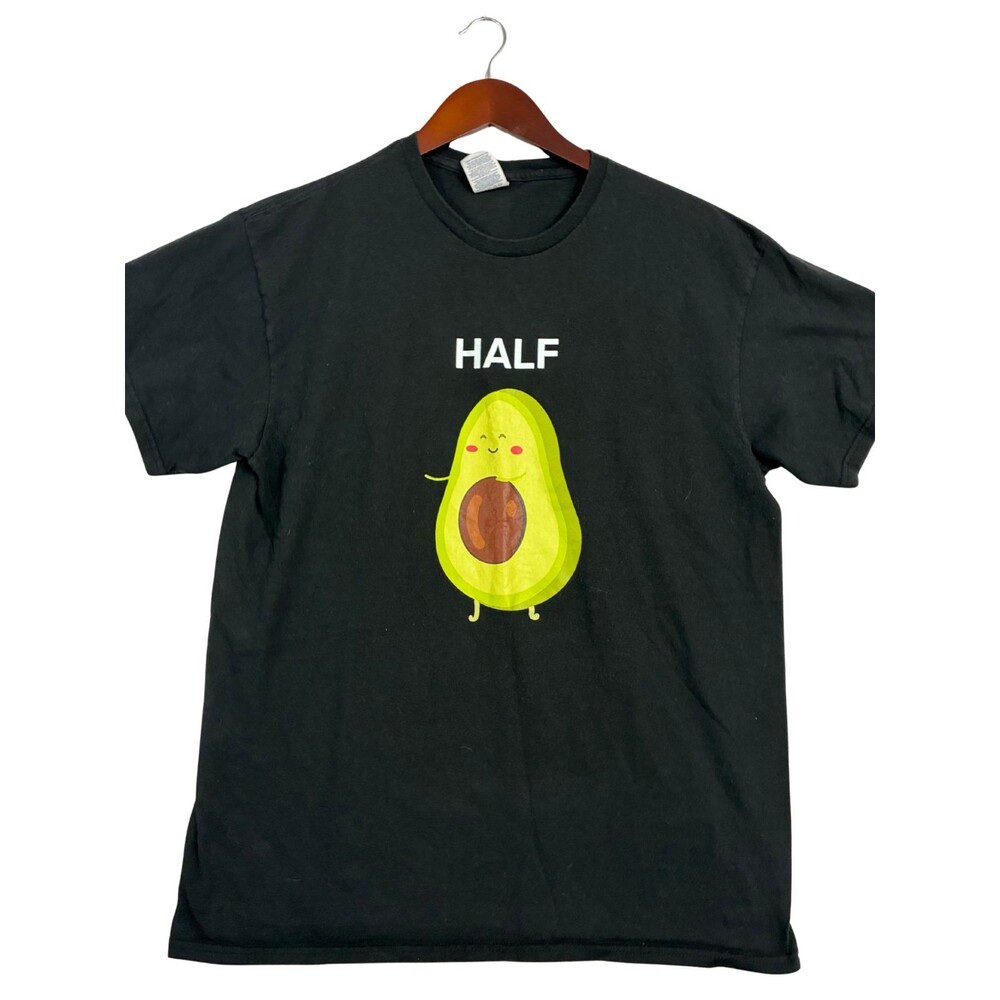 Delta Pro Weight Avocado Half Graphic T Shirt Adult Large Black Funny Food Tee